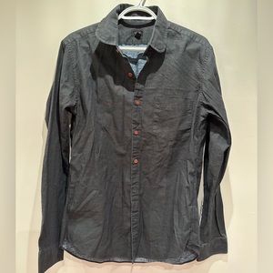 NWOT mens J Crew dark gray collared button down long sleeve shirt, size M